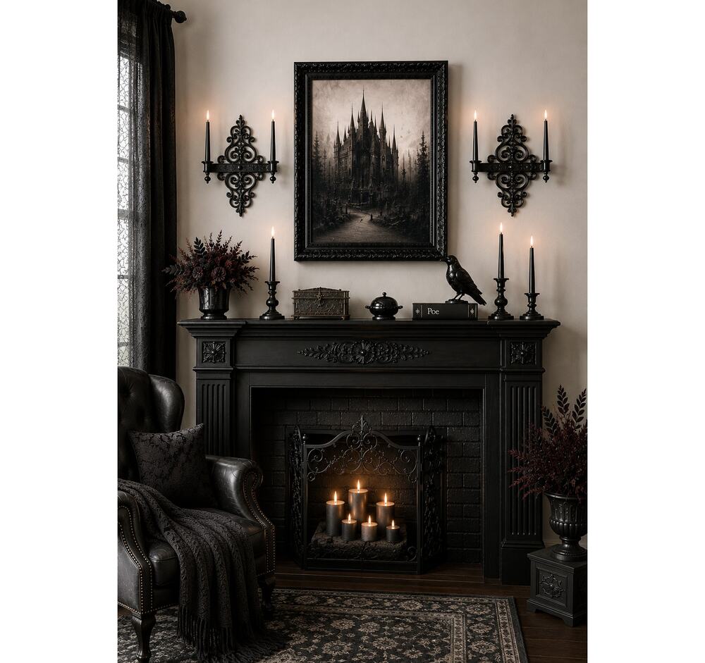 Vintage Gothic Castlecore Pair Double Candle Wall Candle Sconces Syroco Plastic